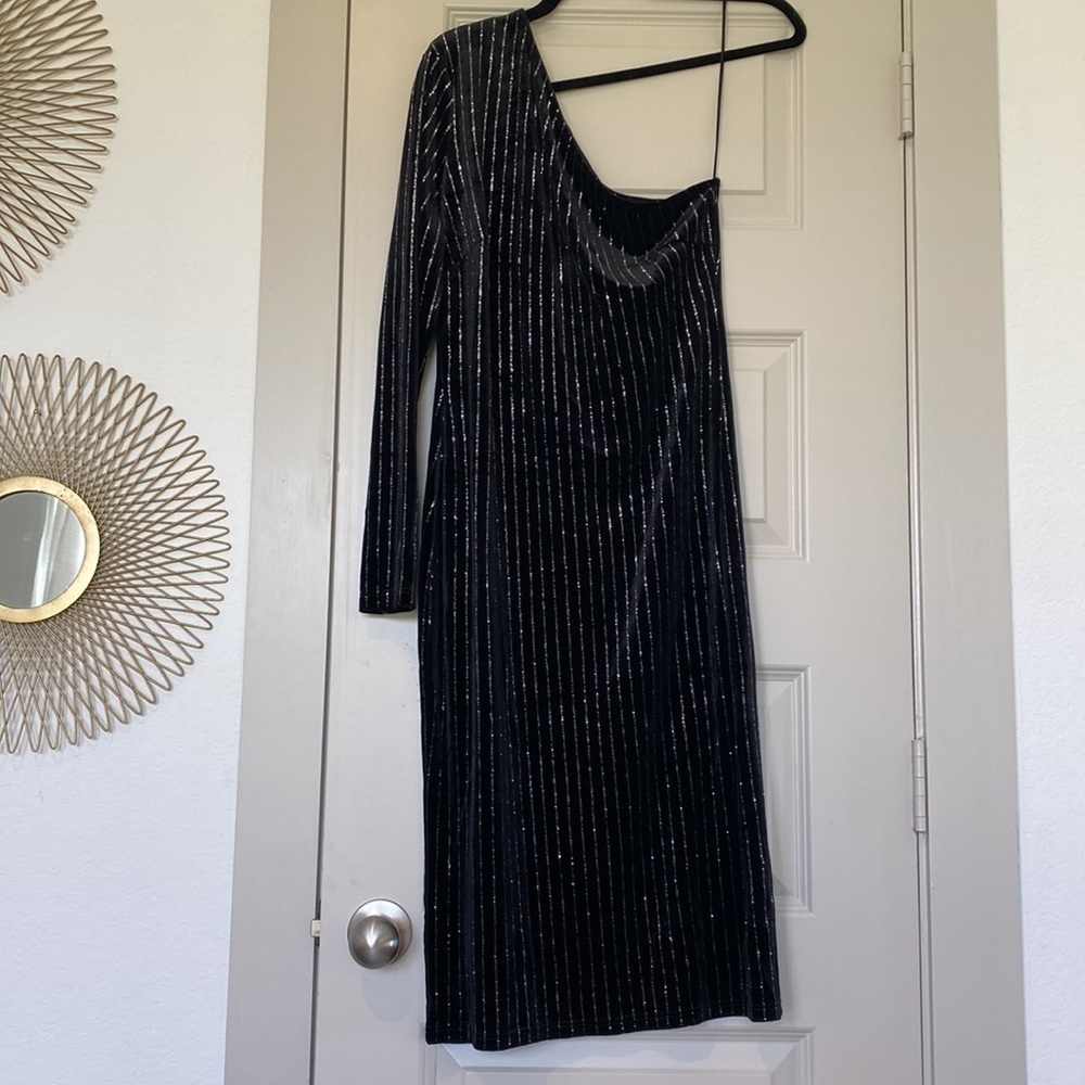 Topshop Black One Shoulder Dress